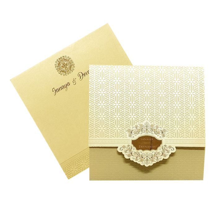 Mustard Cream Nameplate Invitation Card-King of Cards