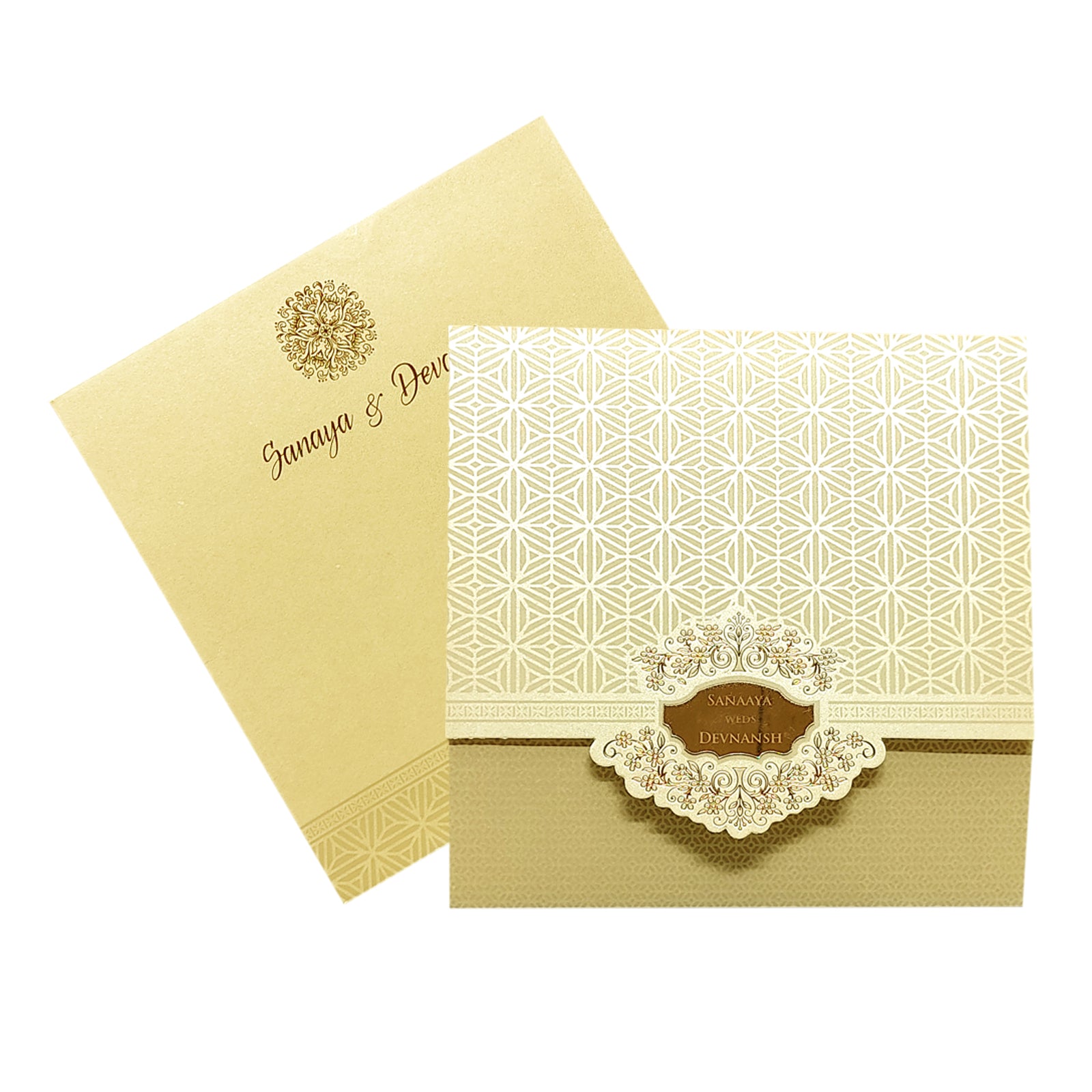 Mustard Cream Nameplate Invitation Card-KRC29091