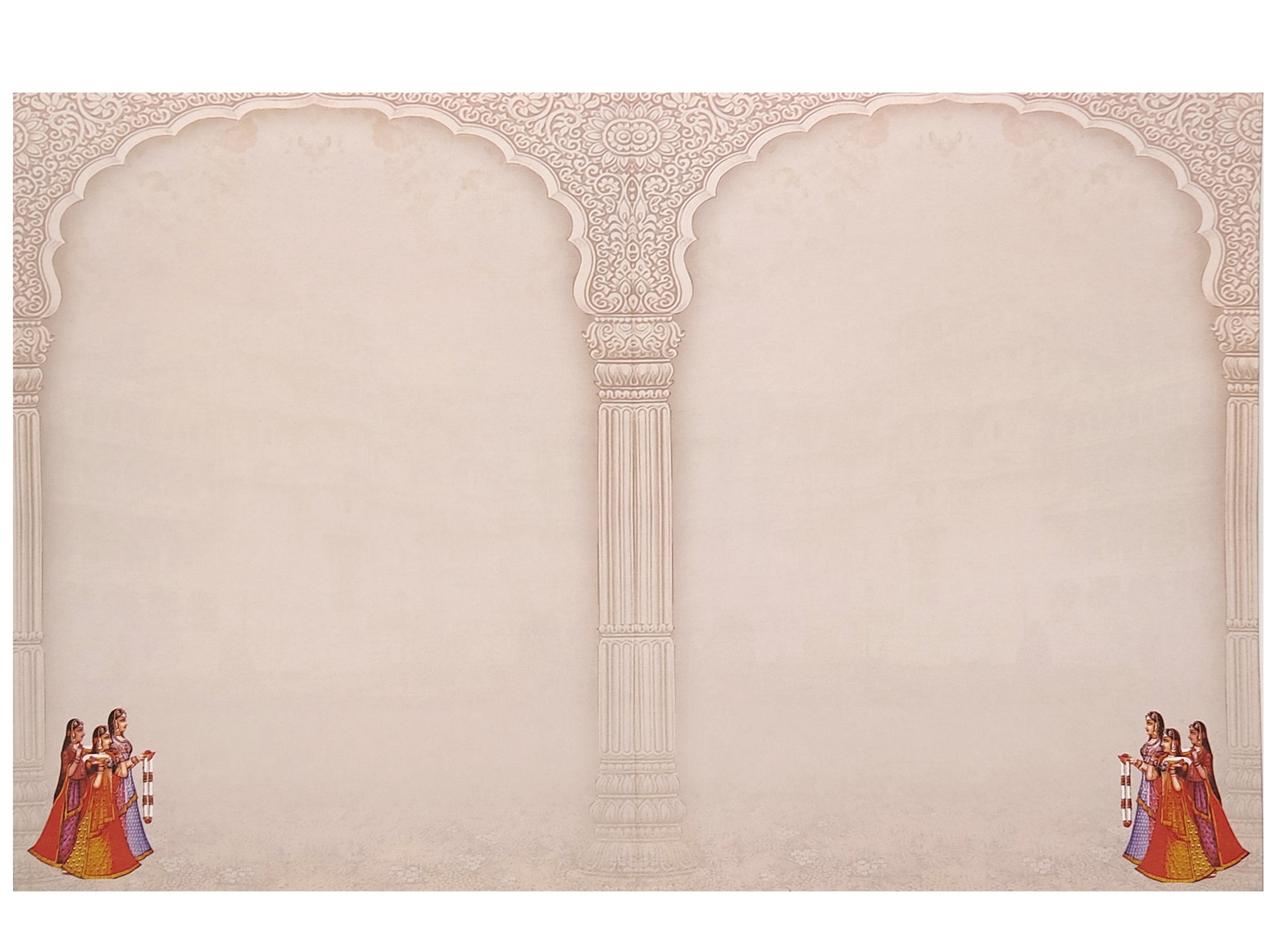 Grey Offset Print With Palace and Baraat Design Invitation-KNKJ1099