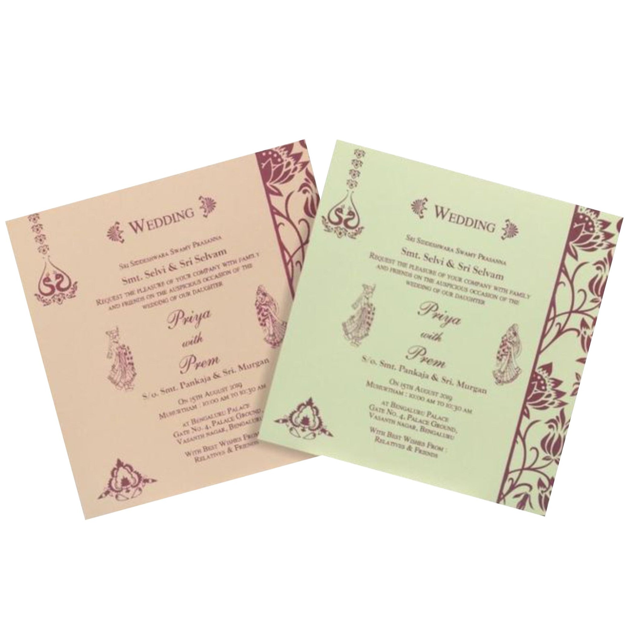Pleasant Peach Shading With Floral Design Wedding Card - KND8002P