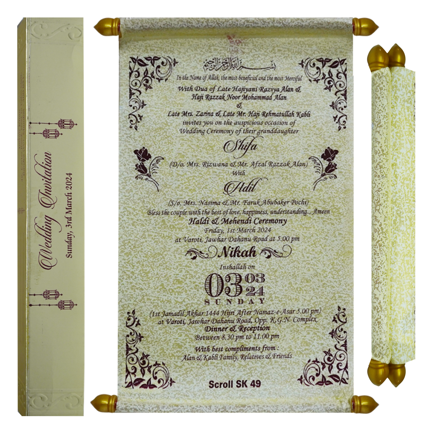 Sparky Dull White Scroll Card-KJTS0049