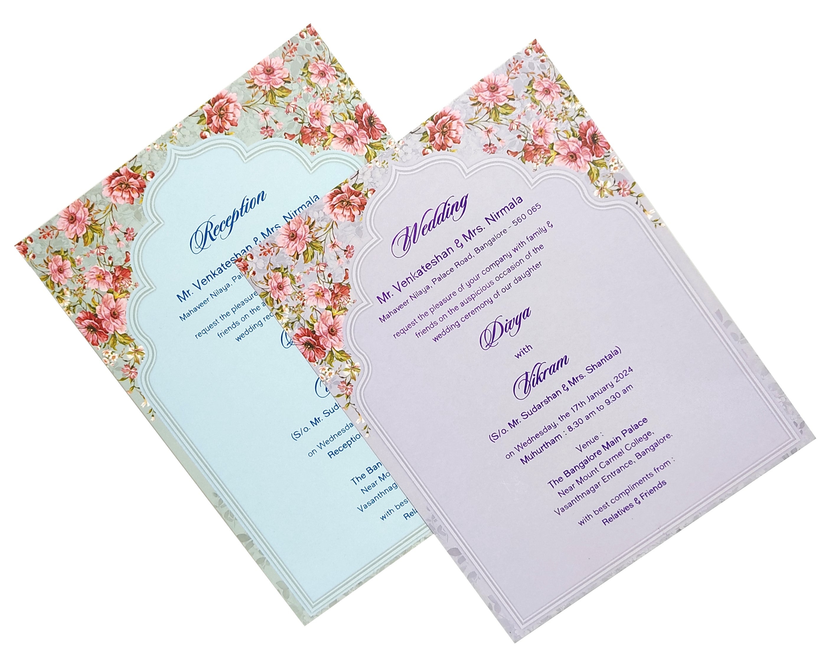 Cream Floral Padded Offset Print With Name Plate-KNPO1507C