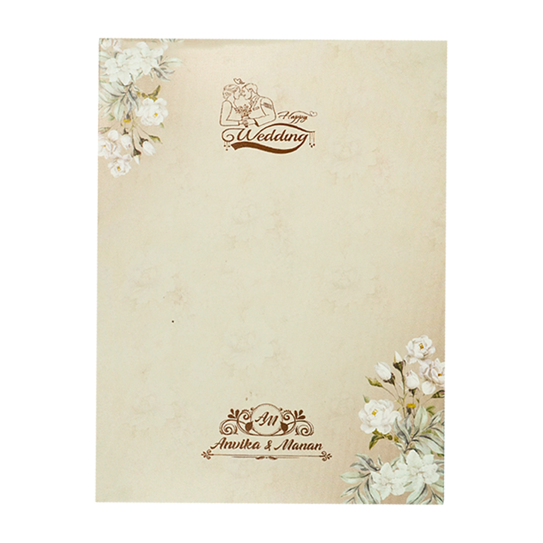 Buy Beige Floral Padded Wedding Card