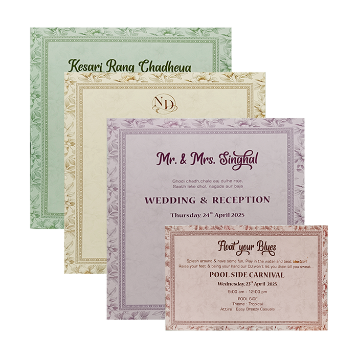 Beige Floral Laser Cut Invitation-King of Cards