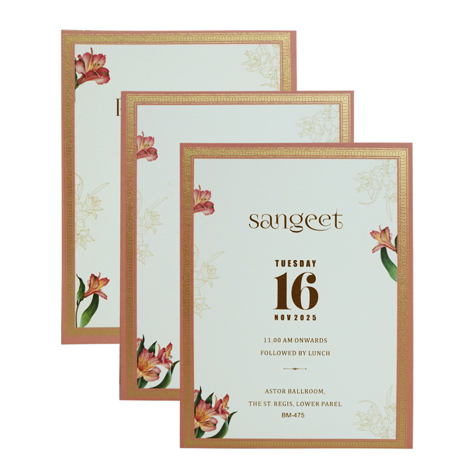 Cream Tracing Sheet Wedding Invitation-KBM04750