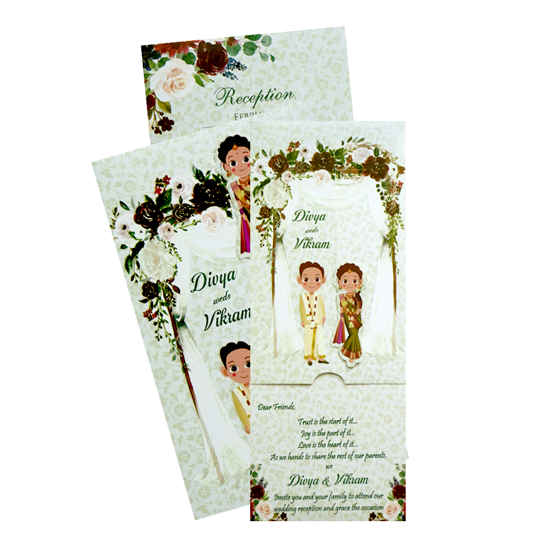 White Floral Sliding Invitation Card-King of Cards