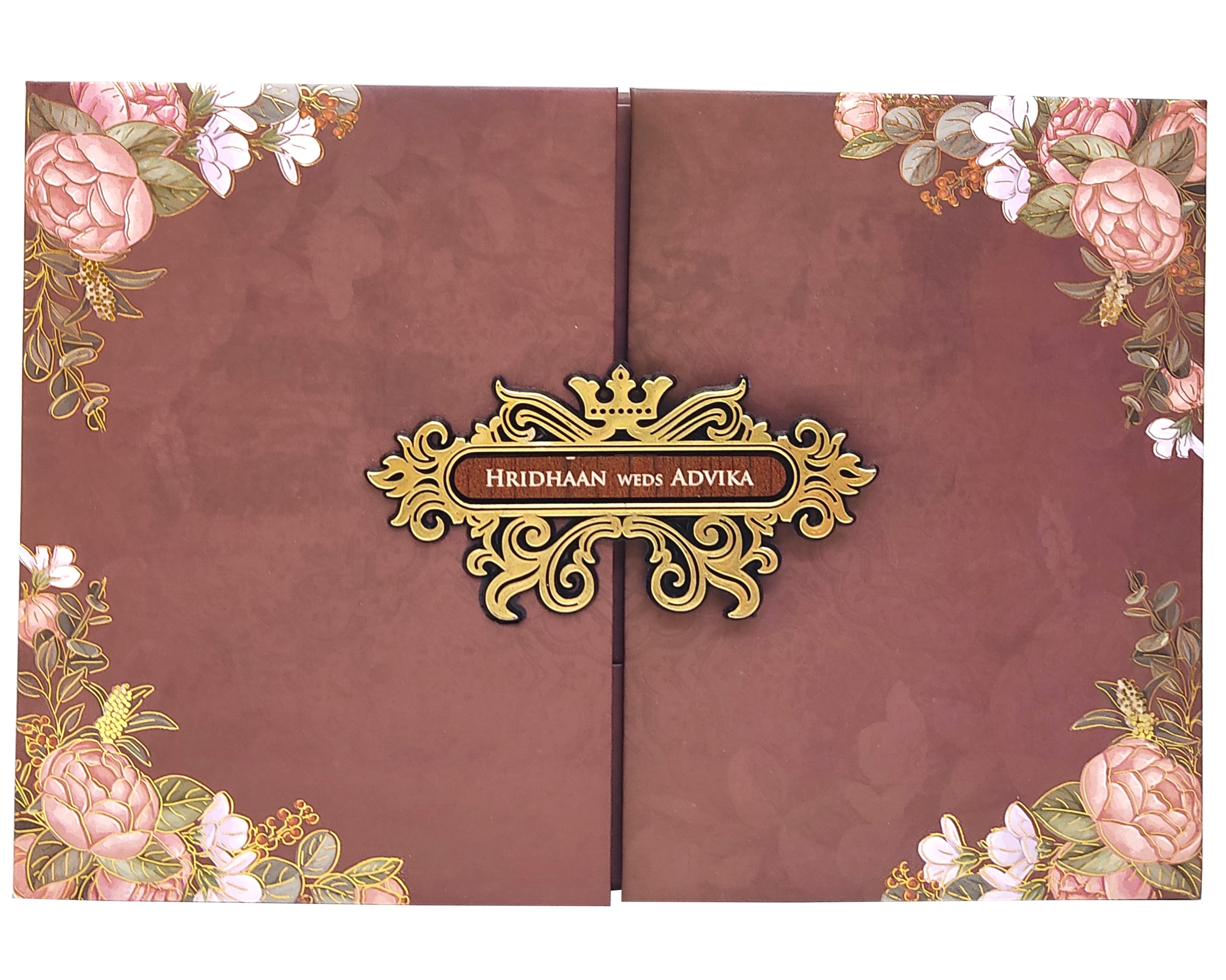 Dark Mauve Wedding Card-KVN06030