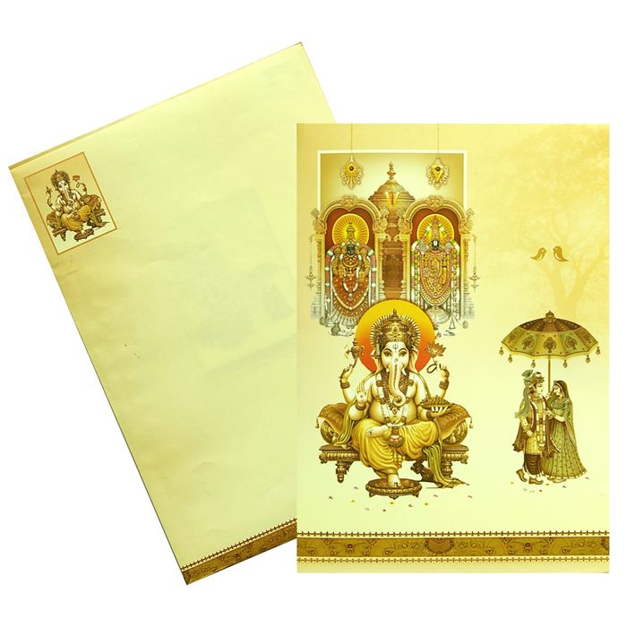 Cream Balaji Padmavathi Wedding Card-King of Cards