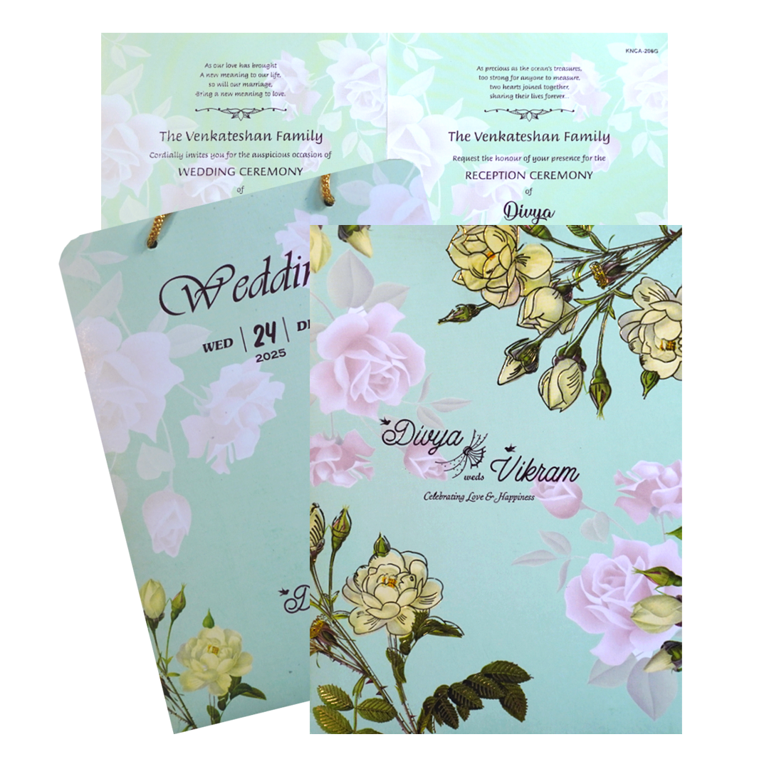 We saw a drift in our Pastel Multicolour Floral Offset Print Designs in past few months. That means, wedding cards in pastel colours and floral designs are a new trend.