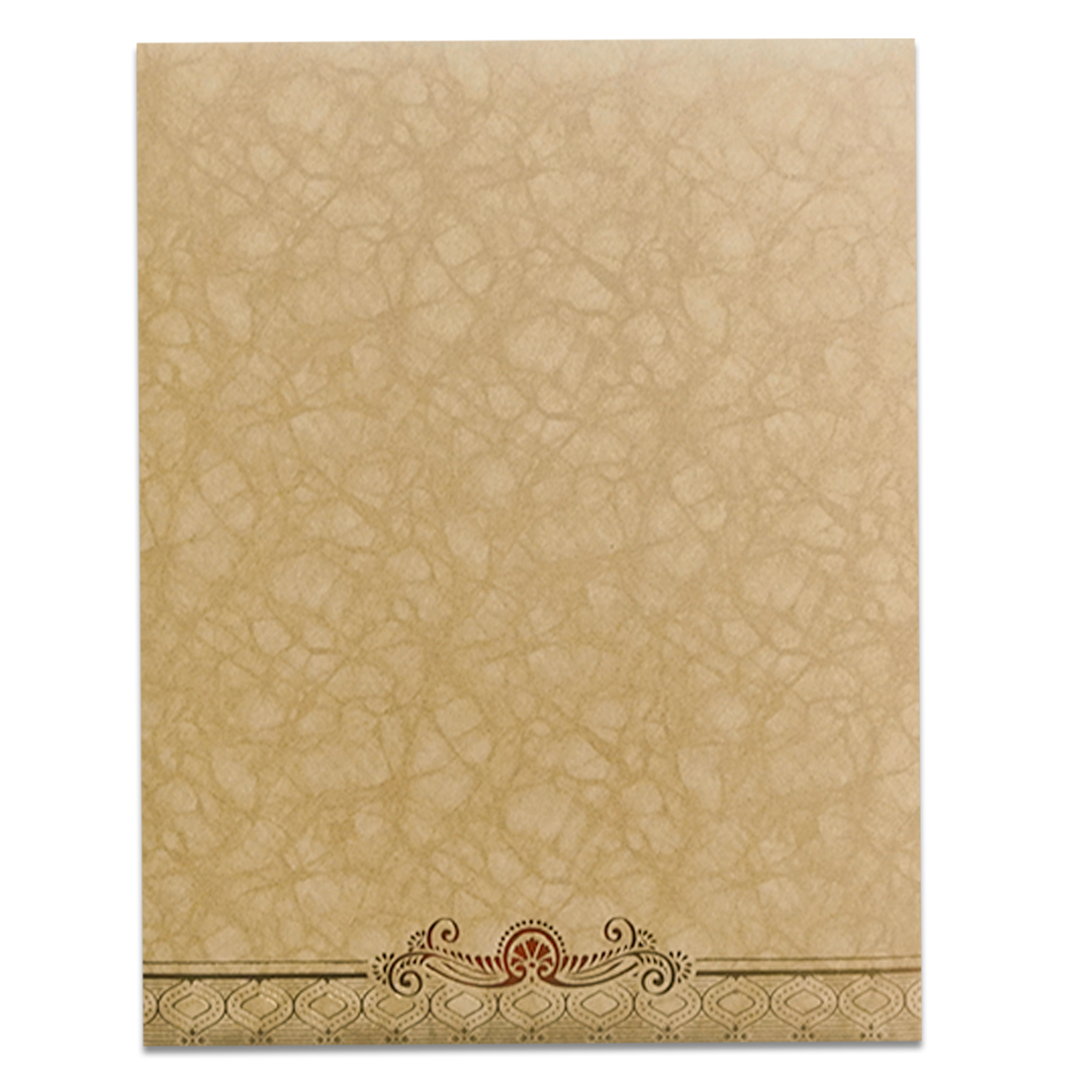 Cream Gold Ganesha Personalized Wedding Card-KNKR5033B