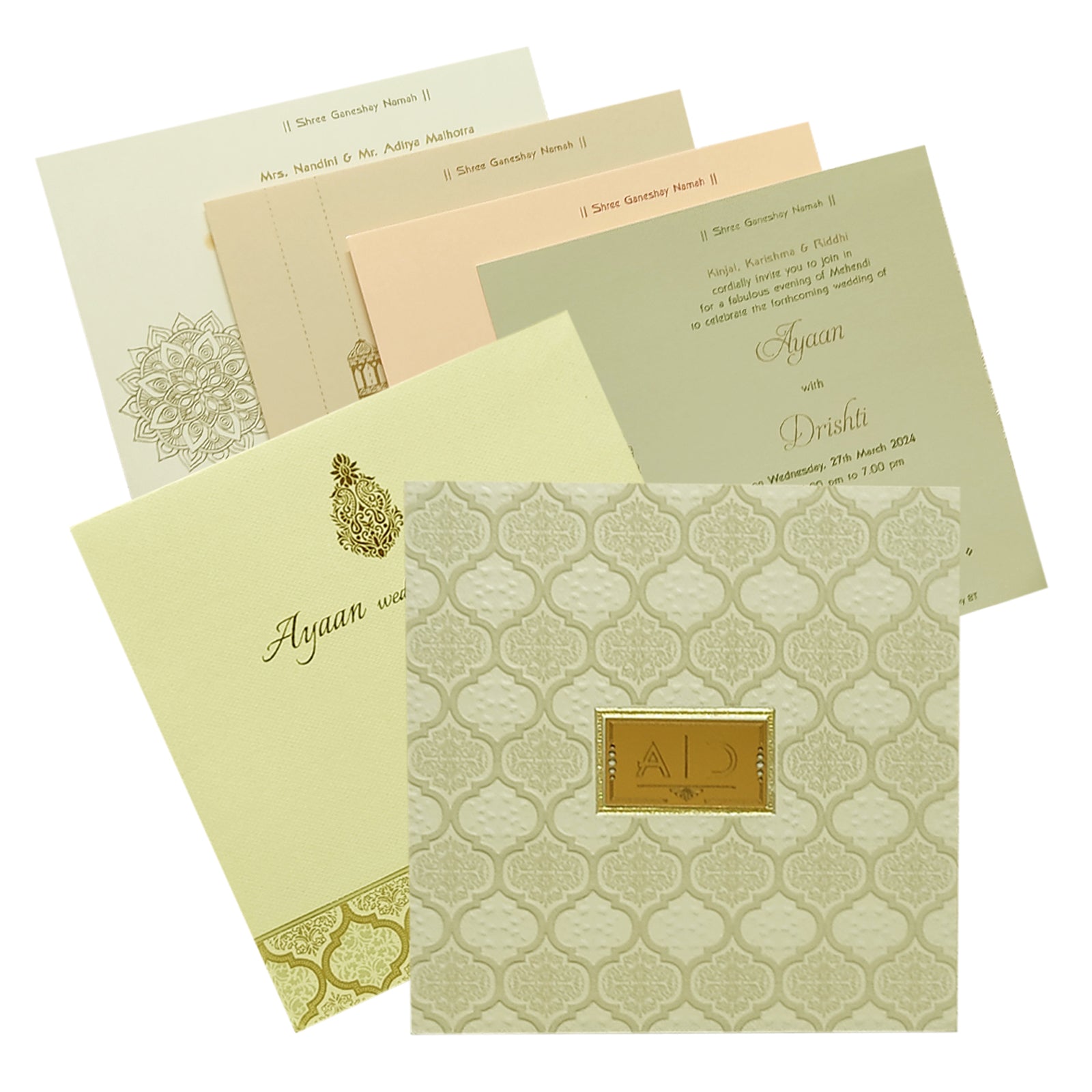 Selling Grey embossed design padded invitation card online. Buying invitation cards made easy with King of Cards! &