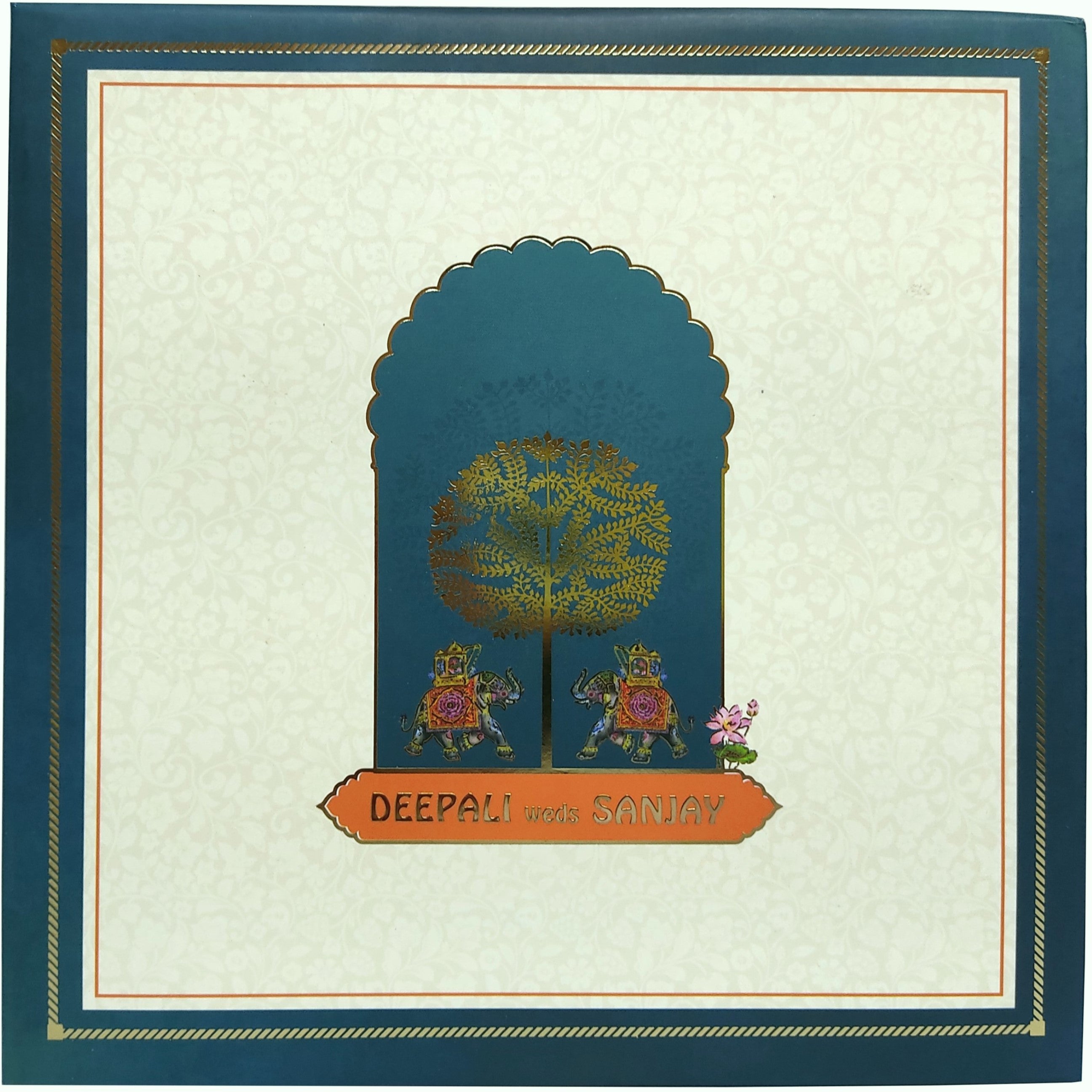 White Elephant Wedding Invitation Card-Kbm04100