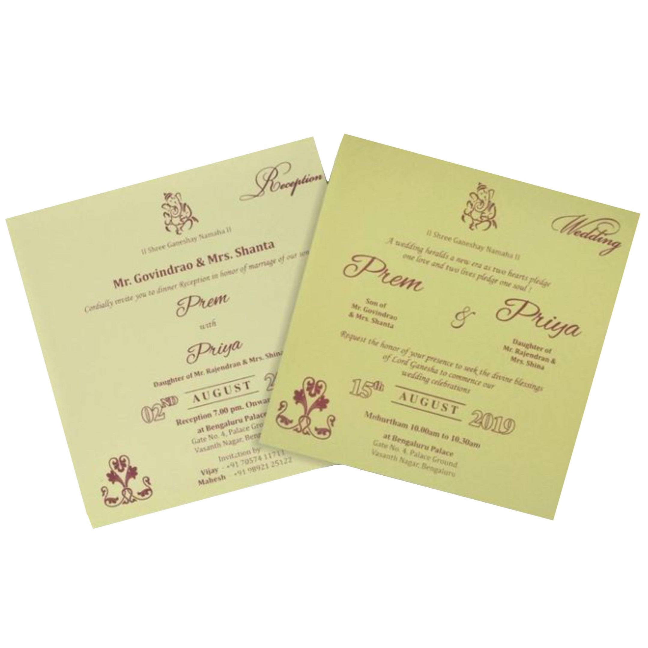 Awestruck Green Shading With Blossom Theme Wedding Card - KND8005G-King of Cards