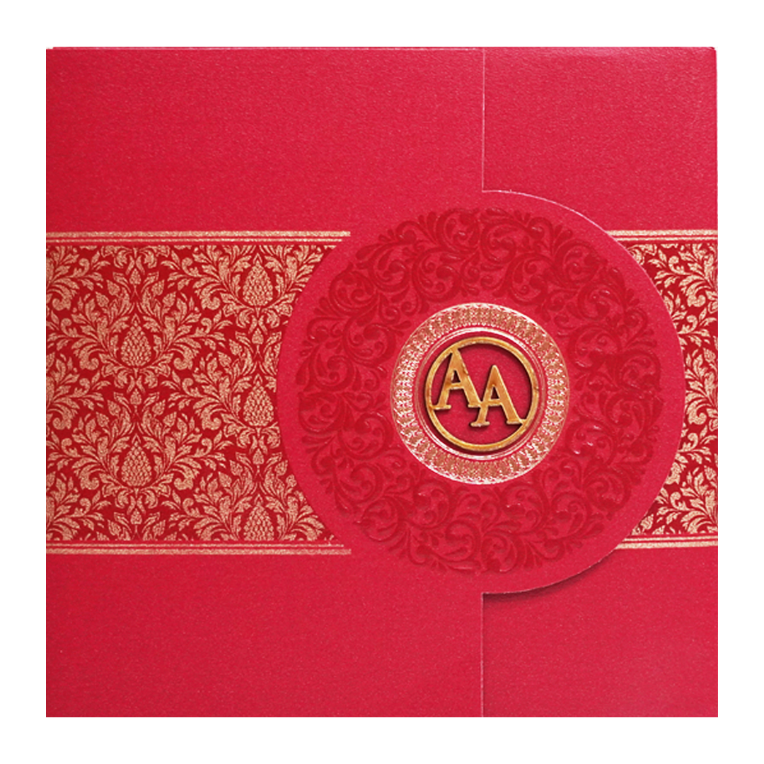 Red Floral Door Box Wedding Card-KPR05350