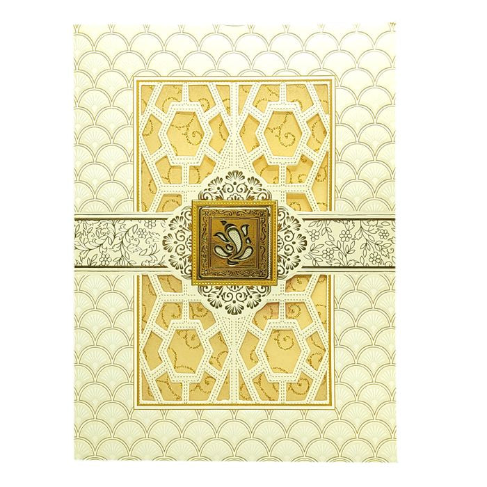 White Laser Cut Invitation Card-King of Cards
