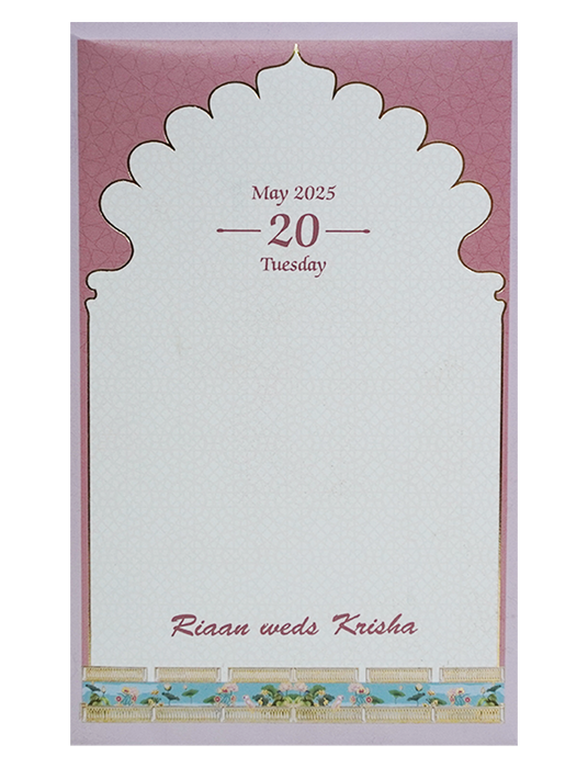 Pink Pop-Up Soft Fabric Wedding Card-King of Cards