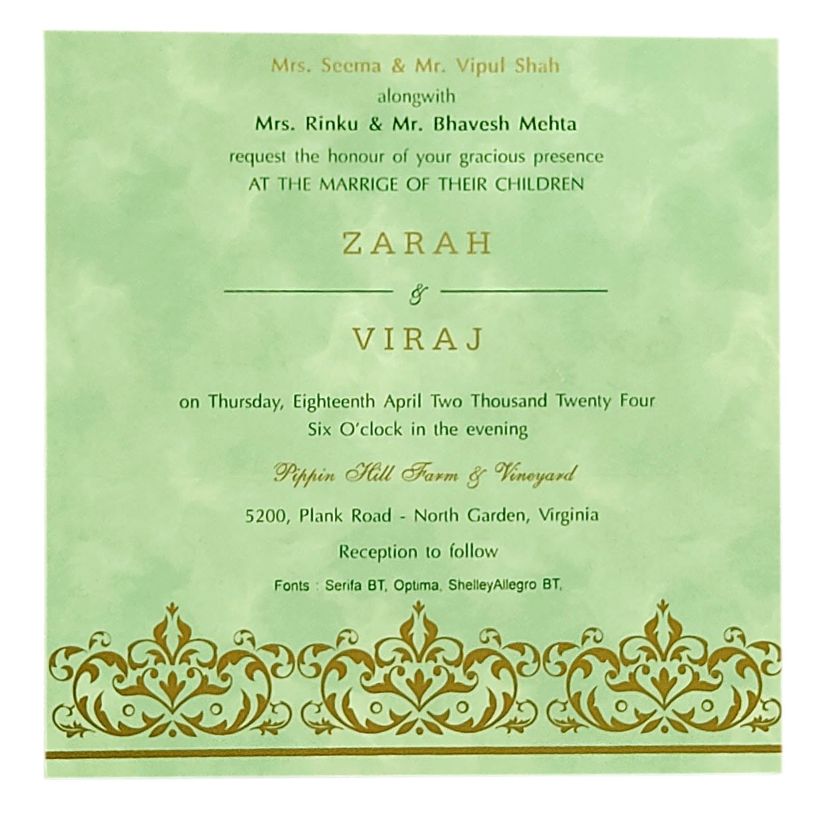 Green Shade Single Sheet Invitation Card-KRCS5492