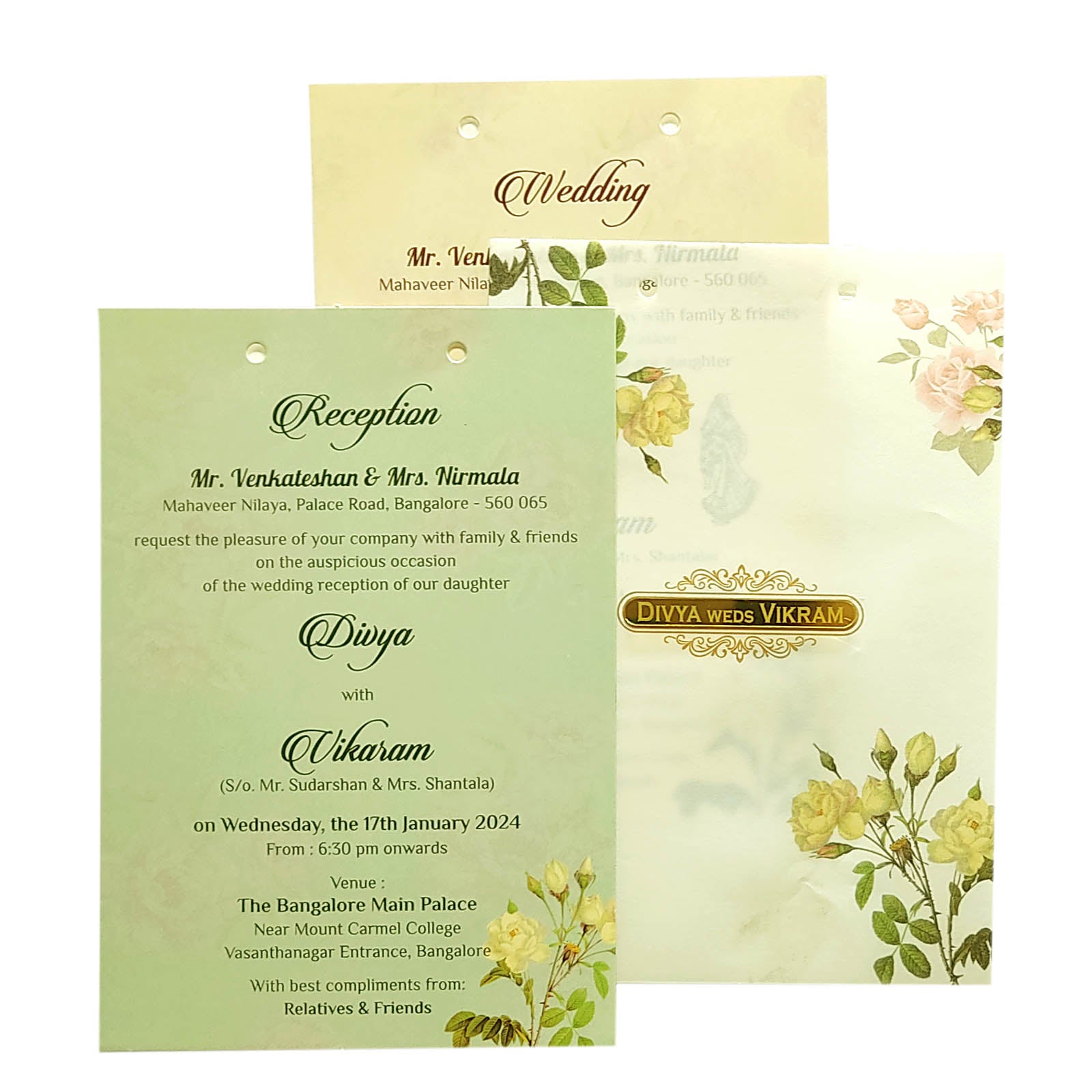 Green Floral Nameplate Invitation Card-King of Cards