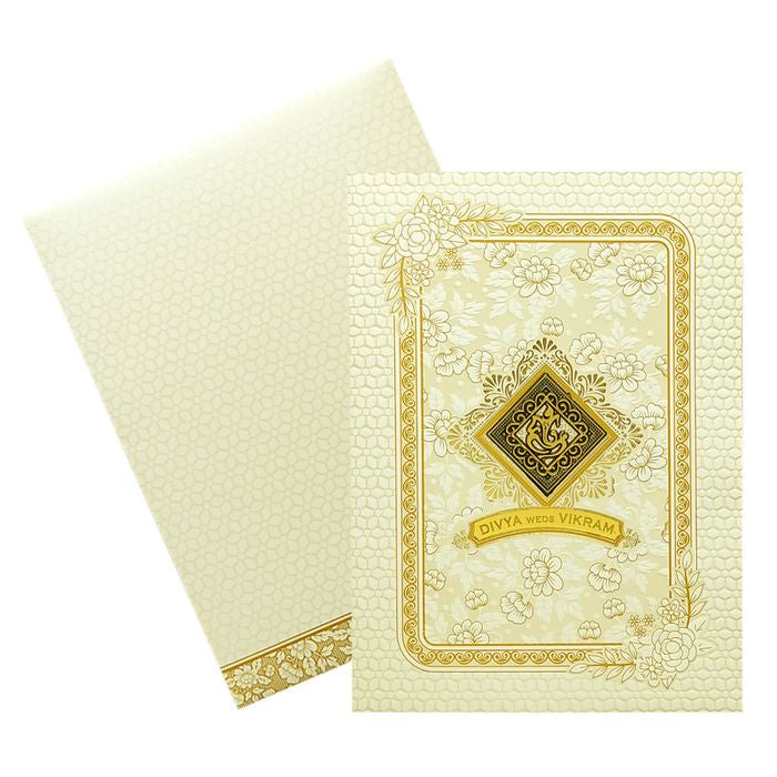 White Gold Floral Invitation Card-King of Cards