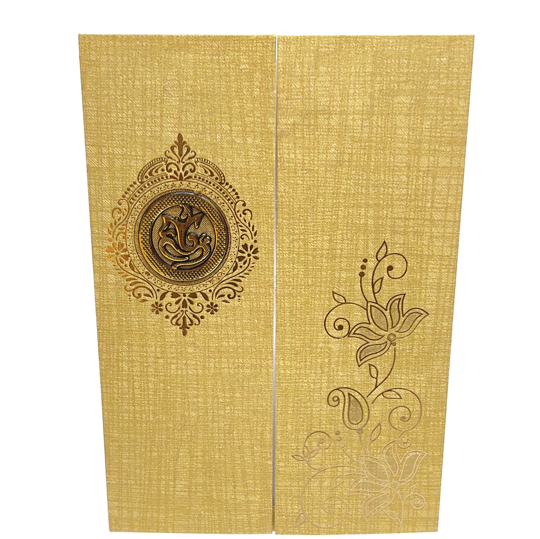 Brown Gold Metallic Door Type Pattern With Floral Design-KNCA214N