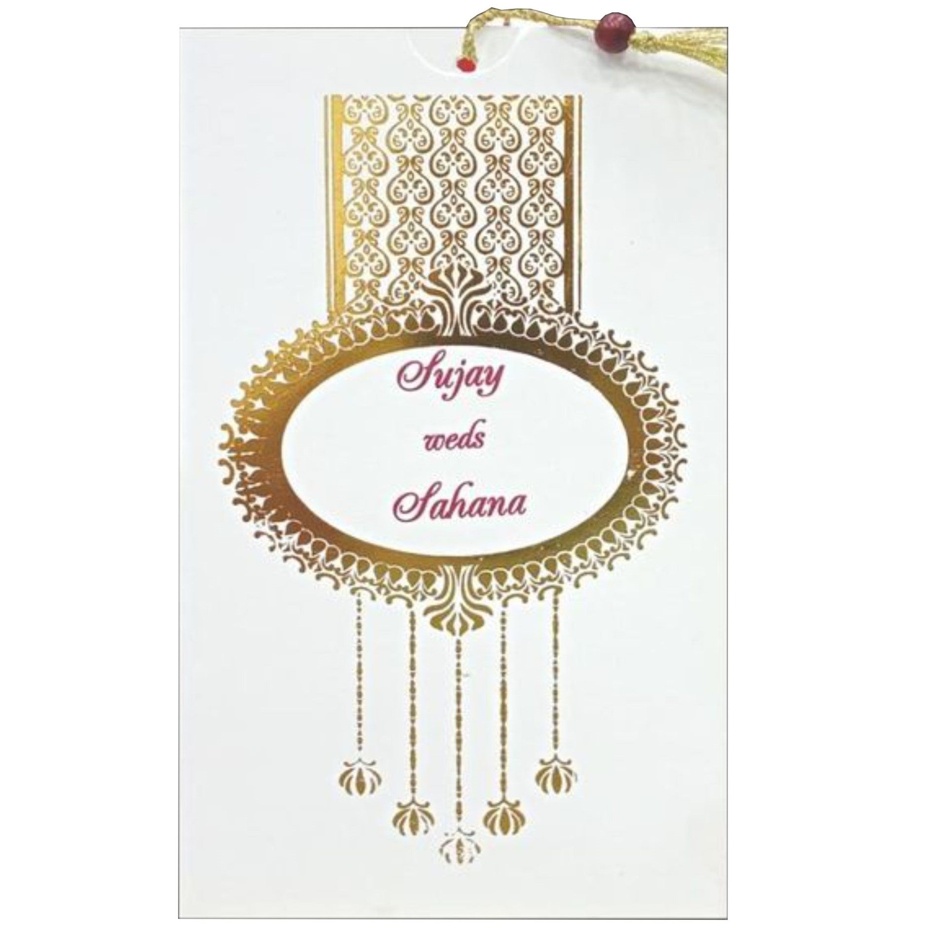 Awesome Gold Foiling With Pull-up Type Opening Personal Wedding Card - KNHU820D