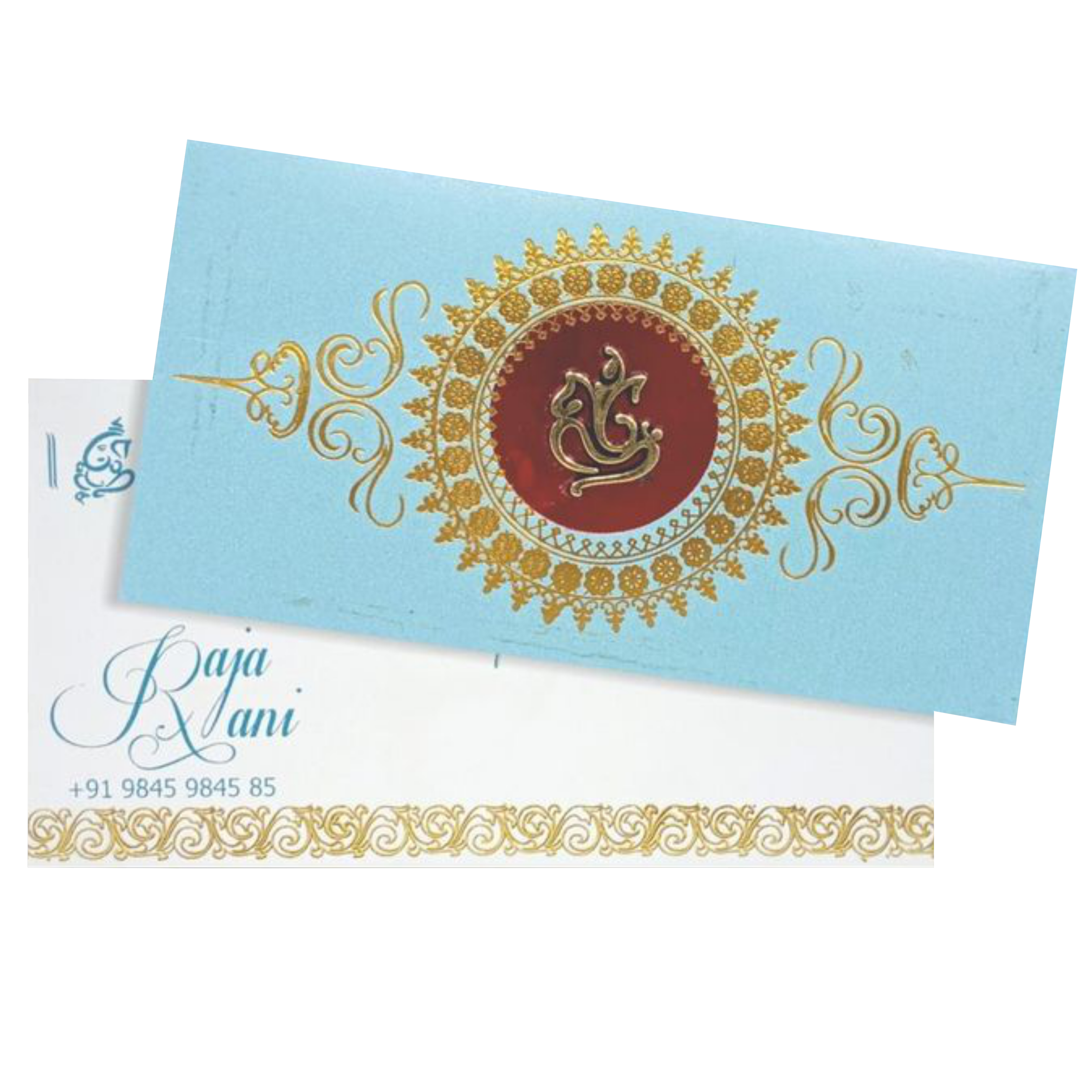 Gorgeous Ganesha With Blue Shading Padded Personal Card - KNPSU004