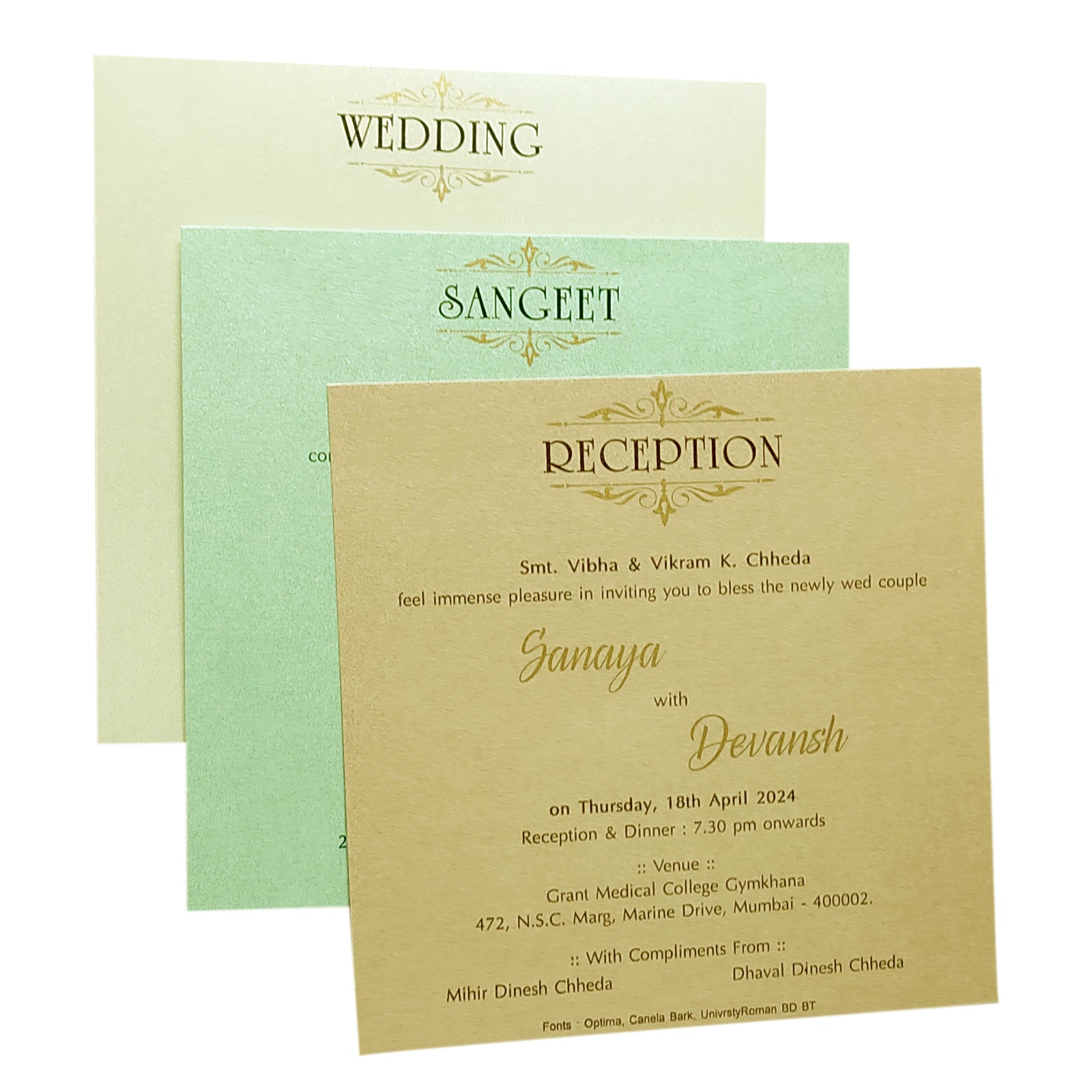 Mustard Cream Nameplate Invitation Card-KRC29091