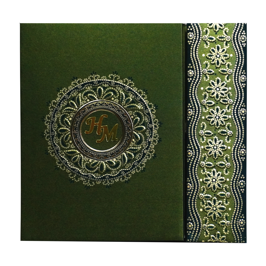 Elegant Green Wedding Card-KSI12500