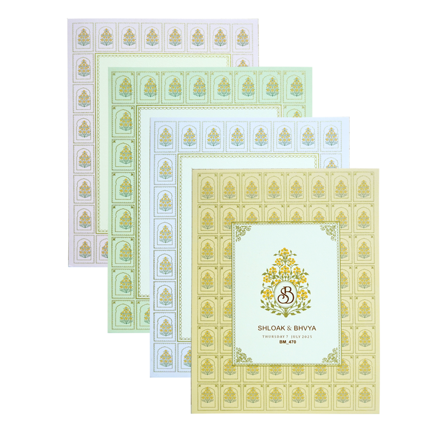 Cream Tracing Sheet Wedding Card Design-KBM04700