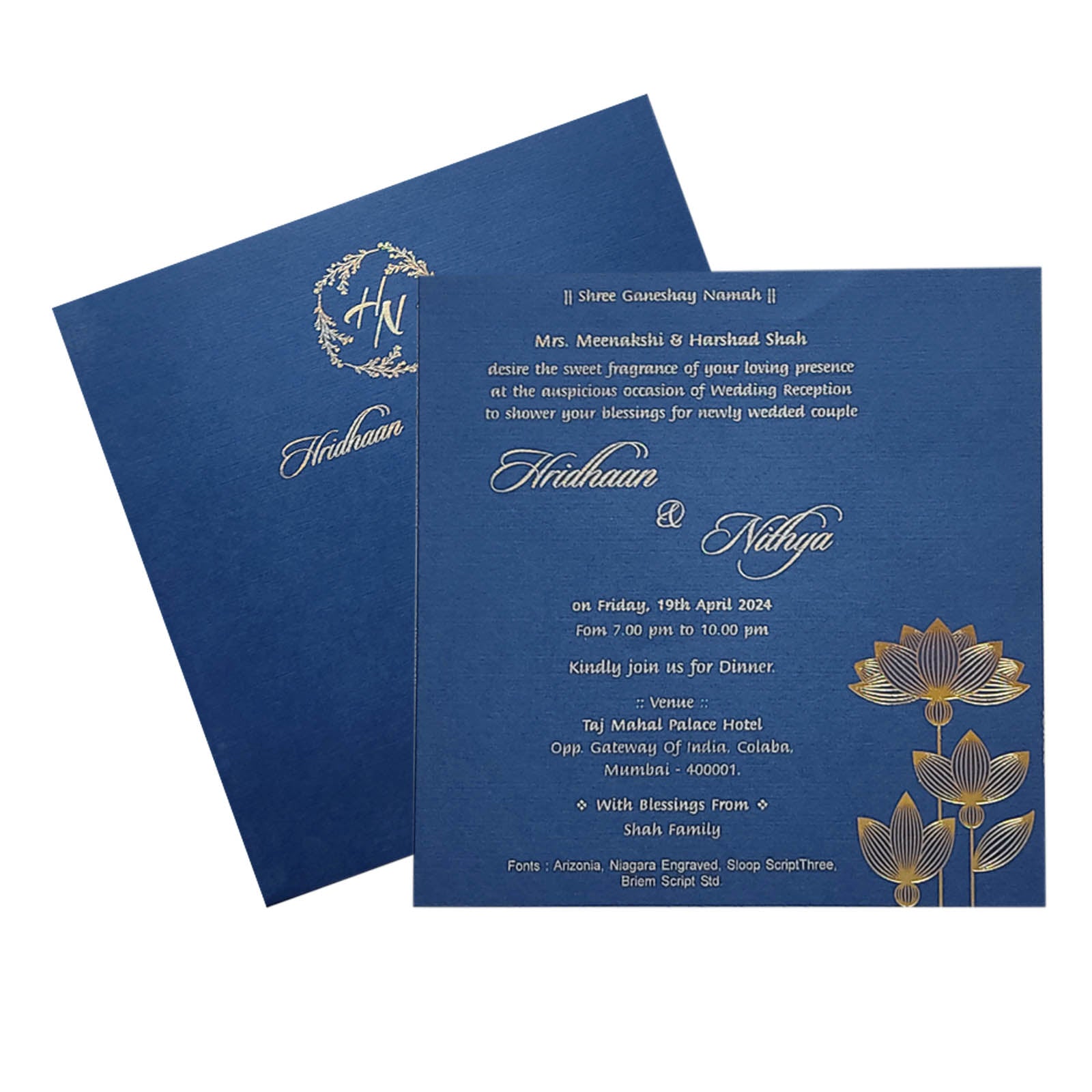 Elegant and attractive Blue floral single sheet invitation card! Buy now! &