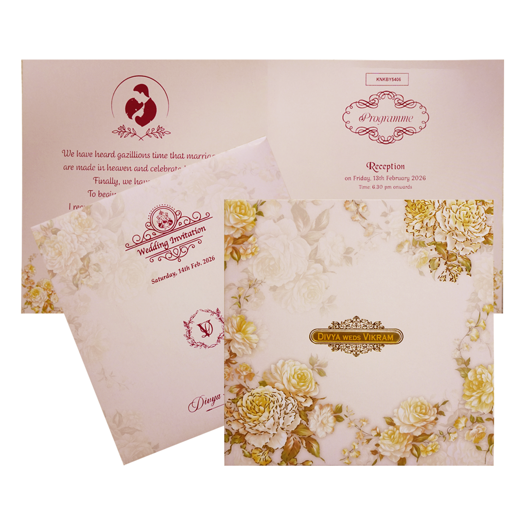 If you are looking for different wedding cards model around you, check this out Our Offset berry floral design is available in green, pink, orange and red.