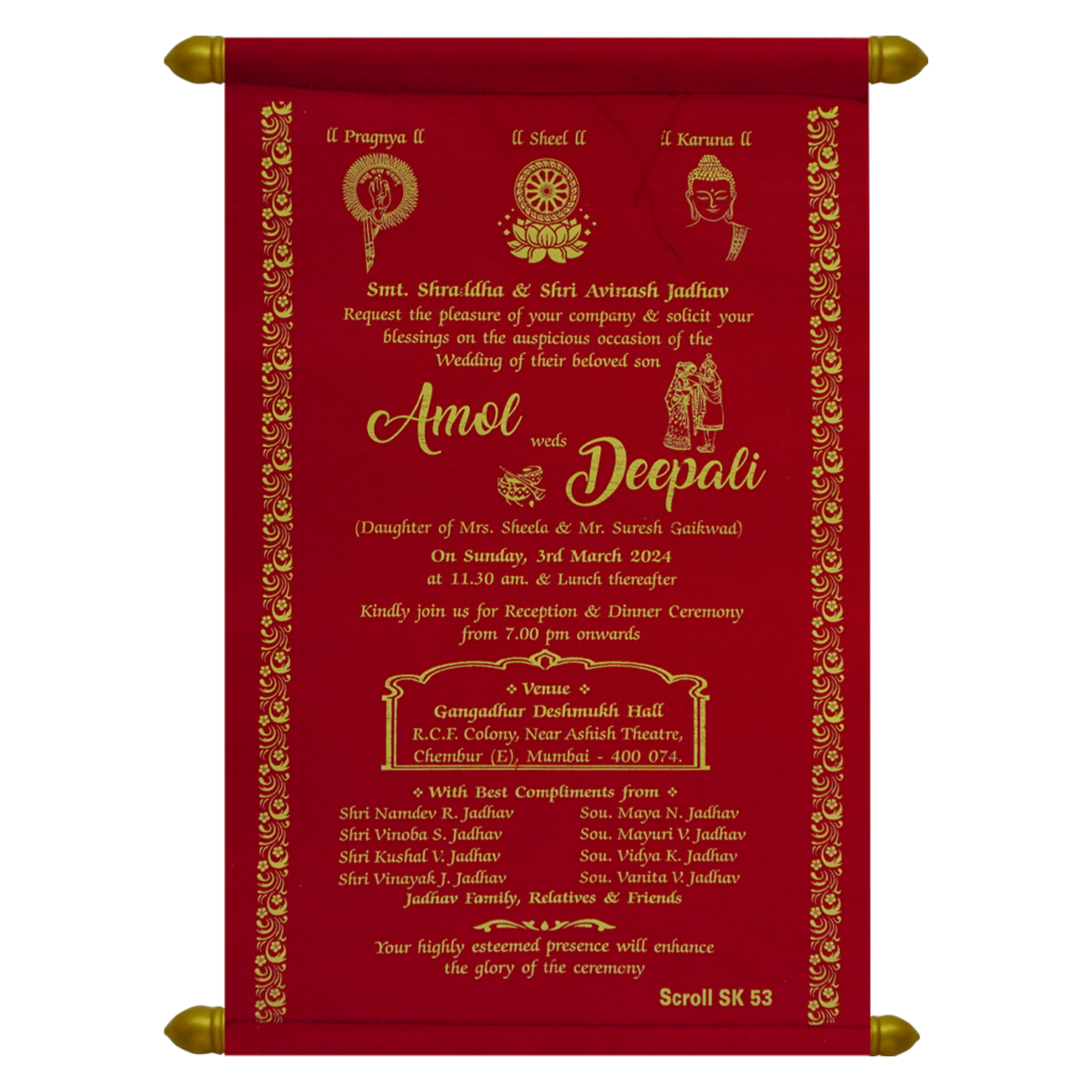 Red Scroll Wedding Card-King of Cards