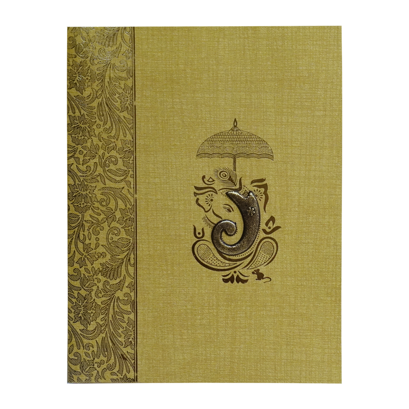 Brown Gold Jumbo Met Size Wedding Card With Gold Foiling Print-KNK50140