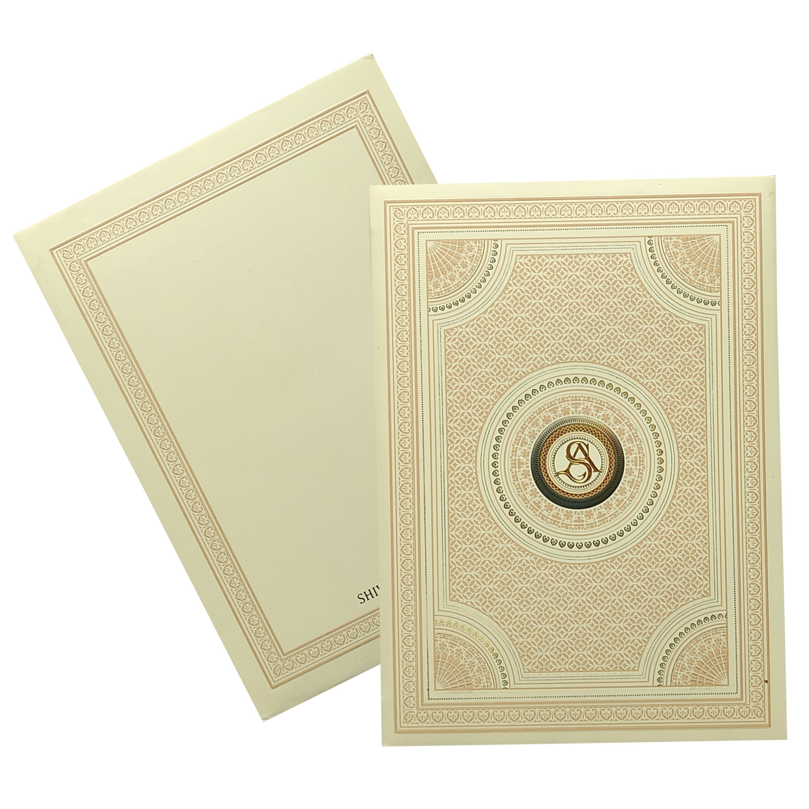Cream Premium Padded Wedding Card-KBM04450