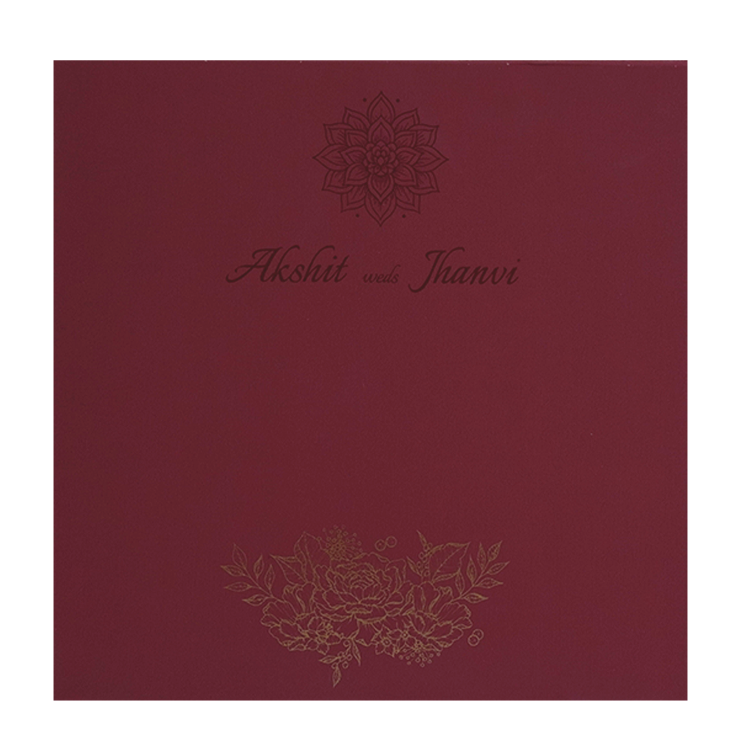 Maroon Floral Door Invitation Card-KRC30412