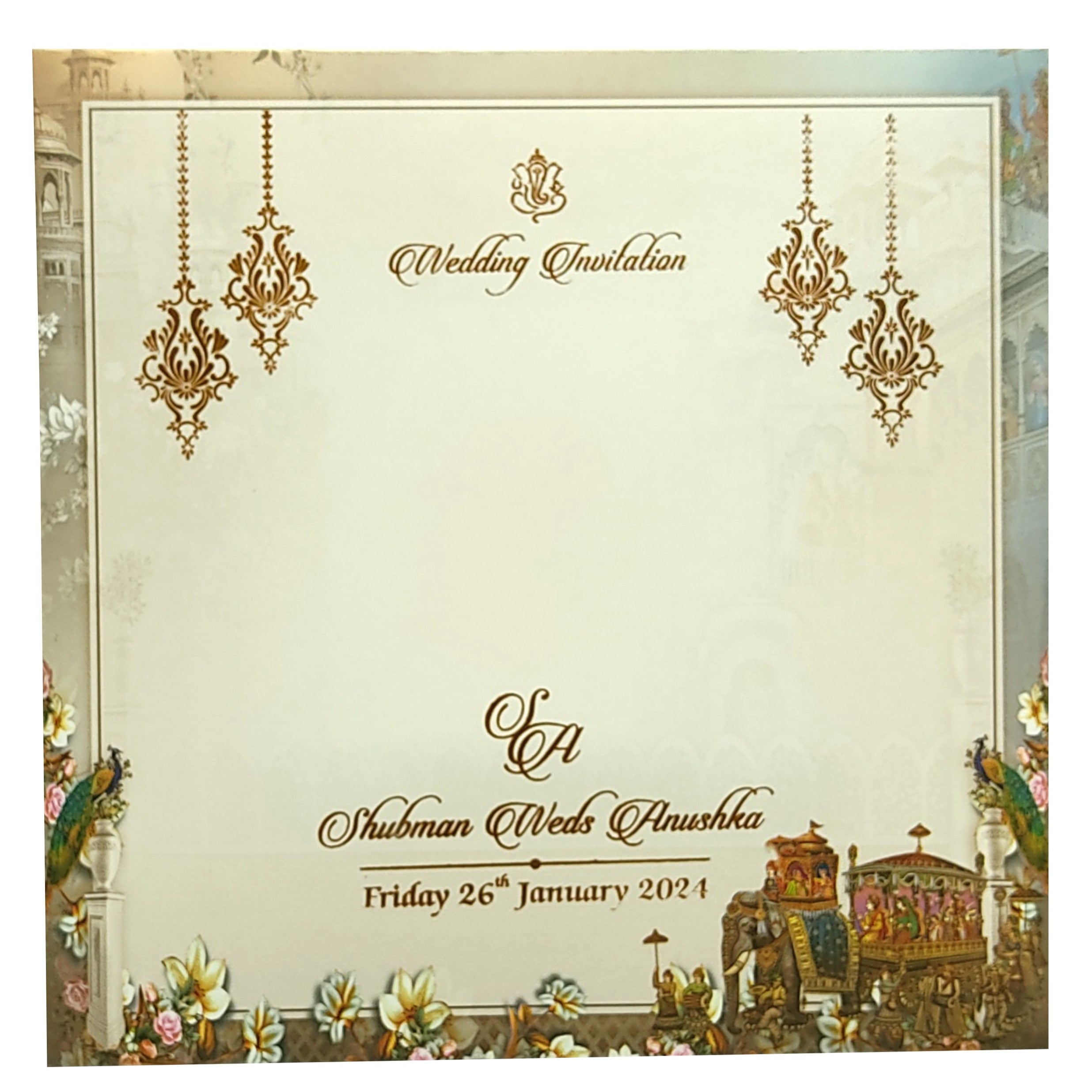 Grey Traditional Padded Wedding Card-Krb07830