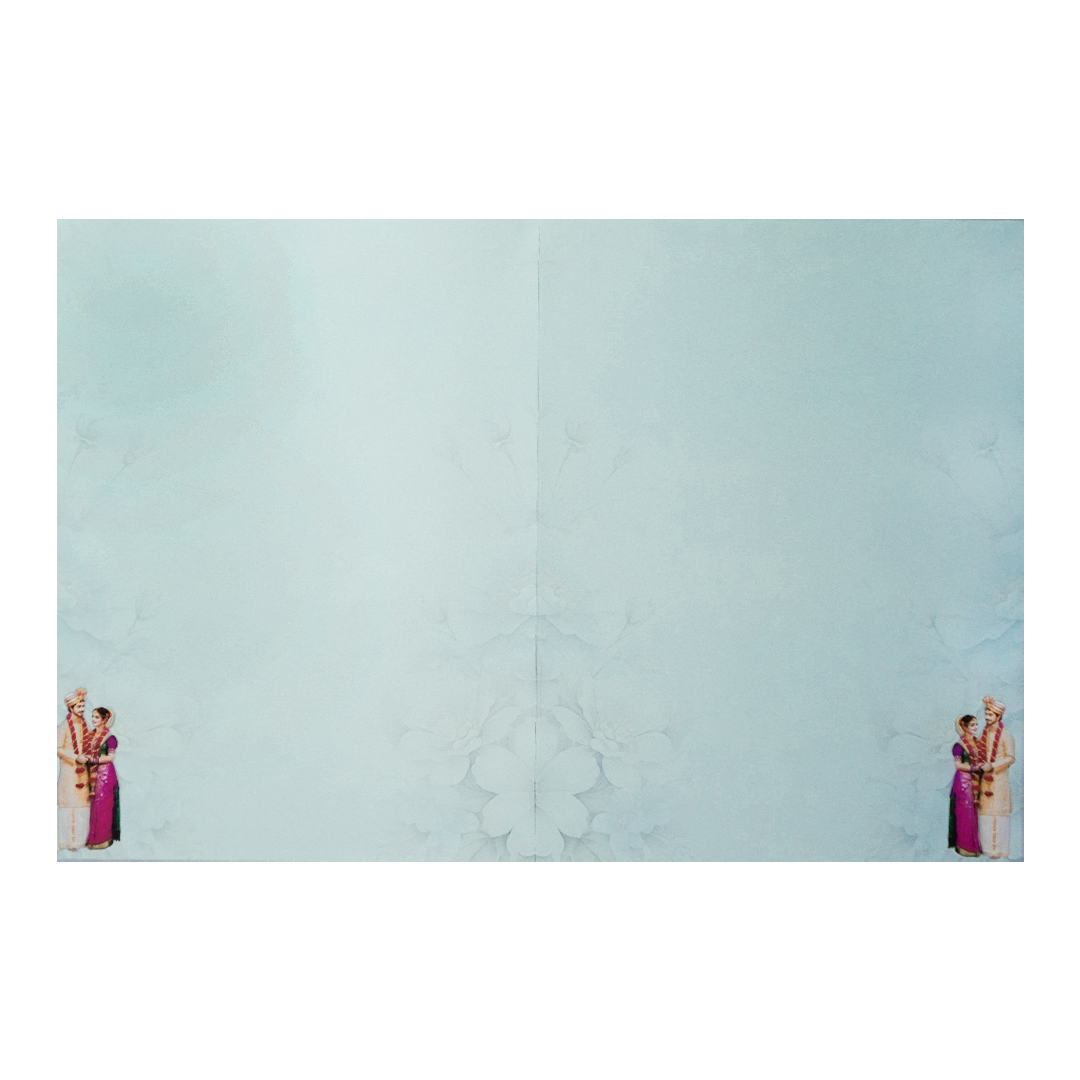 Blue Floral Couple Wedding Card-KNKJ1146