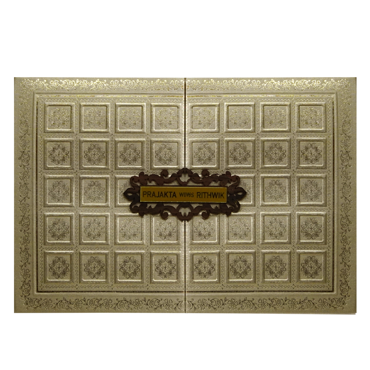 Metallic Light Brown Door Invitation-KSI12610