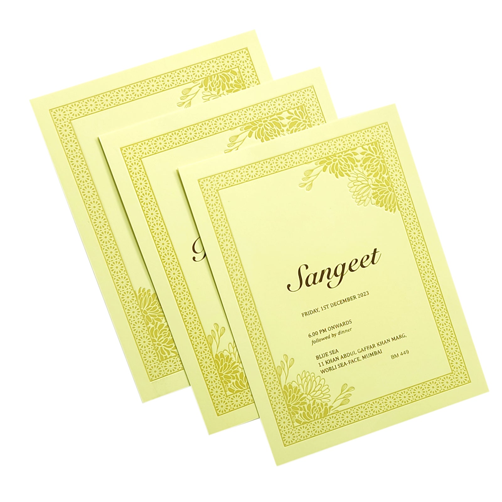 Yellow Pattern Designs Wedding Card-KBM04490