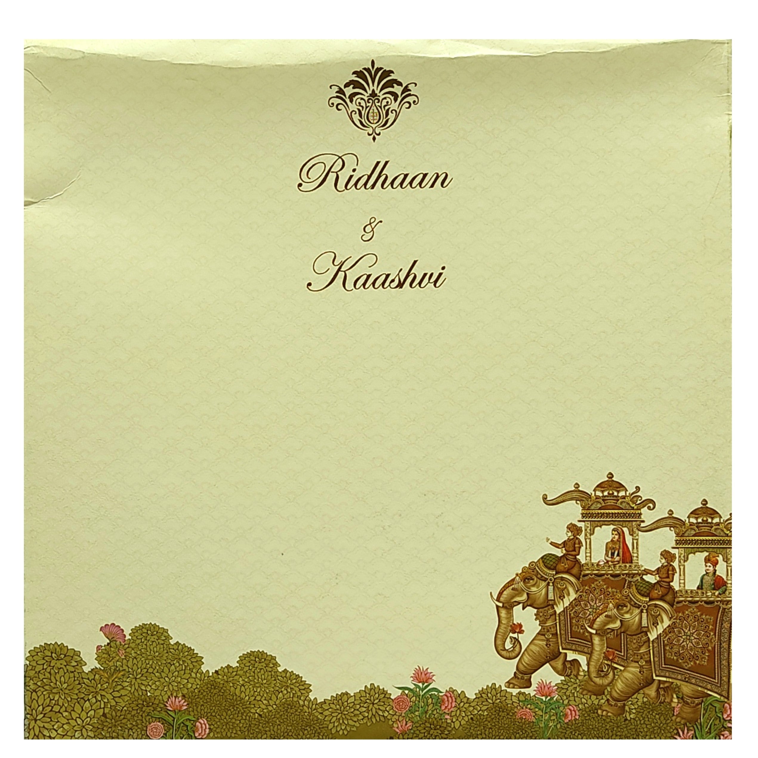 Beige Light Green Invitation Card-KRC29990