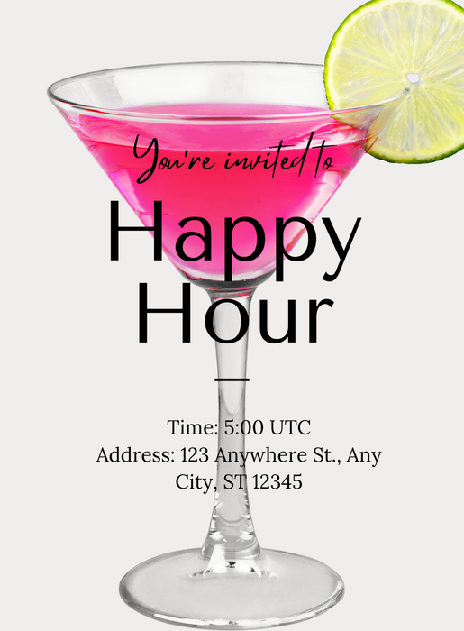 Pink Confetti Cocktail Party Invitation-EINK0074
