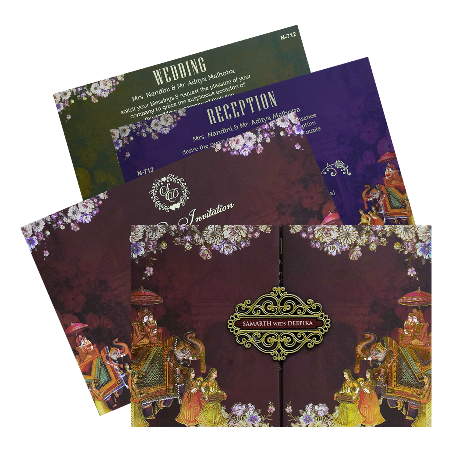 Chocolate Brown Floral Invitation – King of Cards
