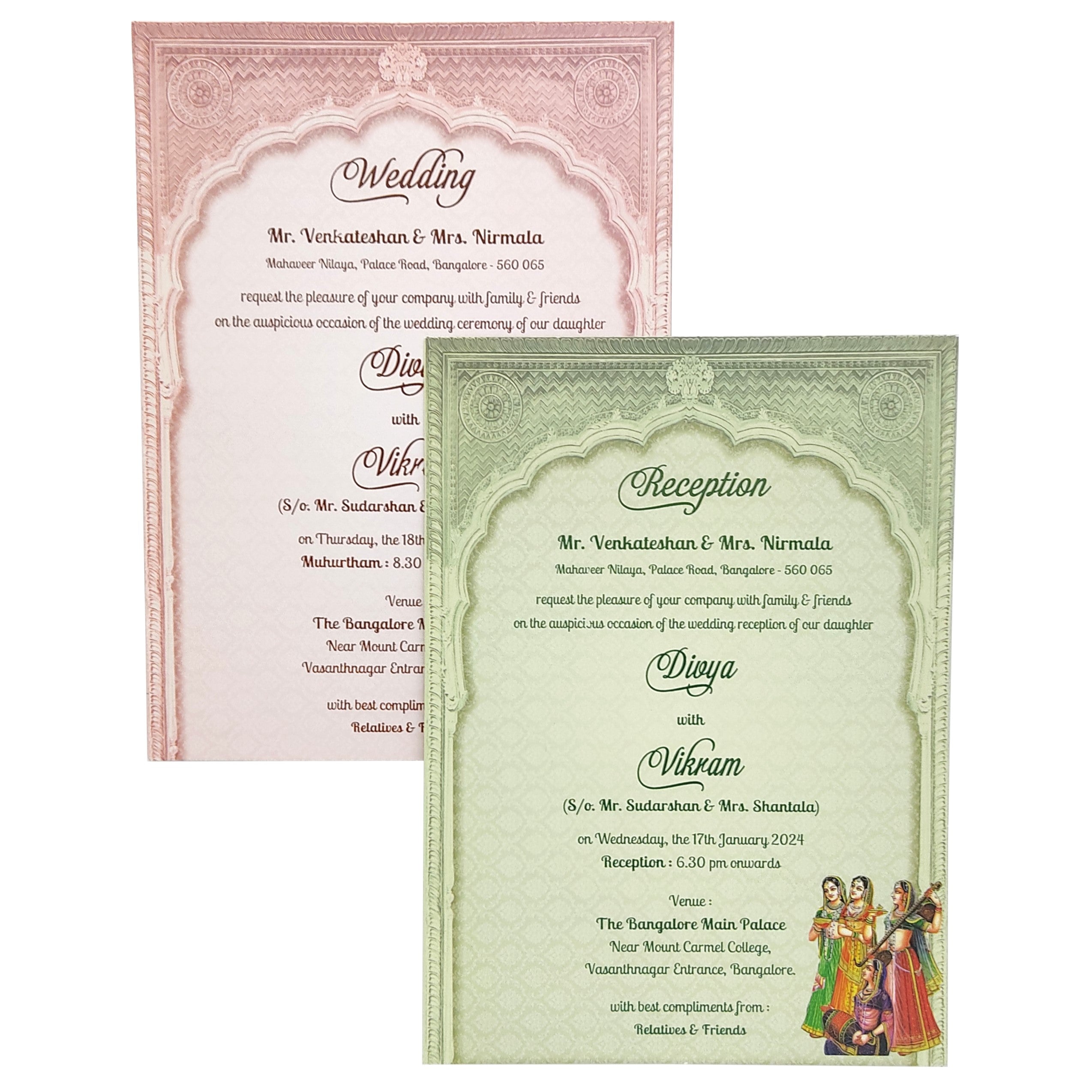 Blue Padded Hindu Wedding Card With Ganesha Image-KNPO9528B