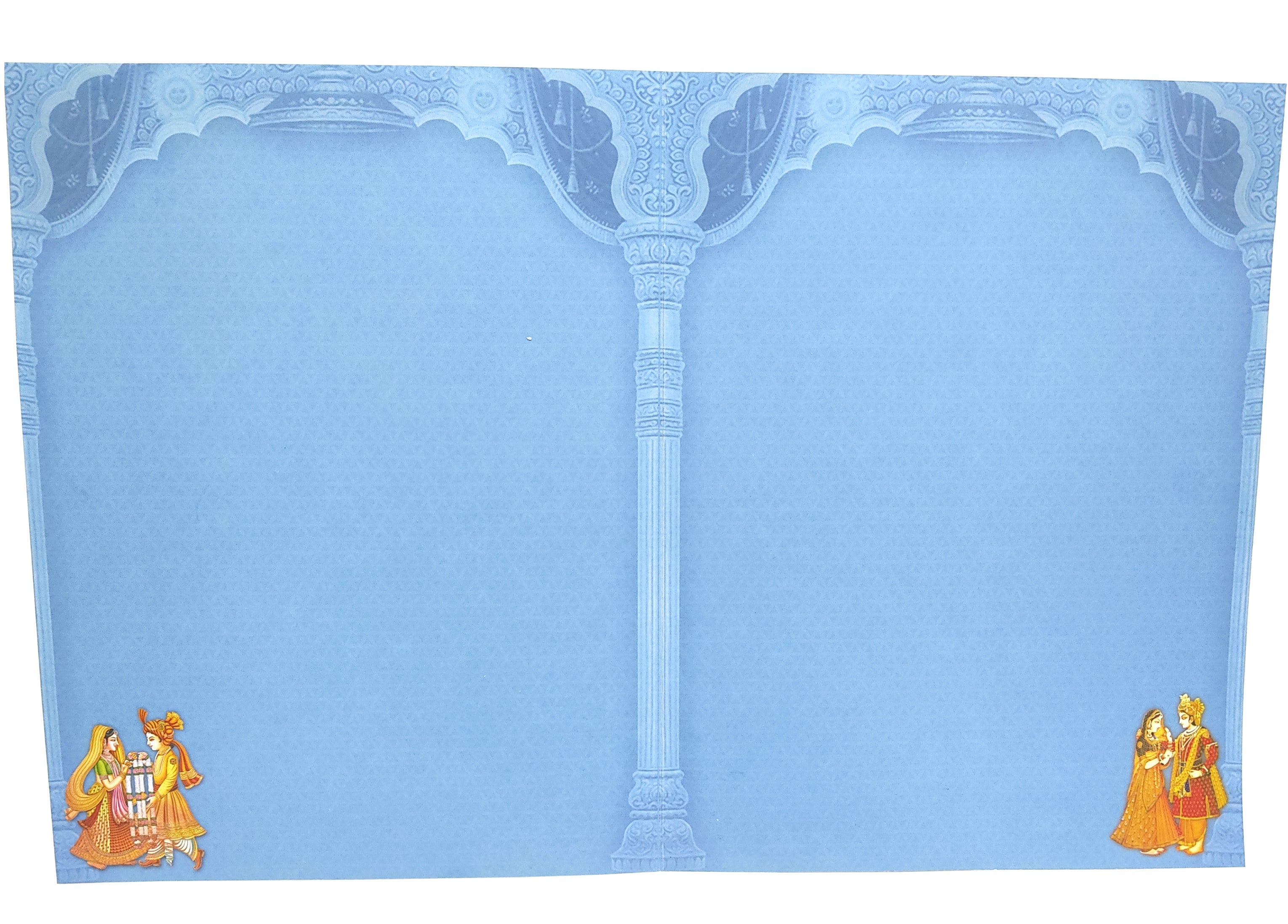 Blue Raja Rani Jumbo Size Wedding Card With Palace And Name Plate-KNKJ1088