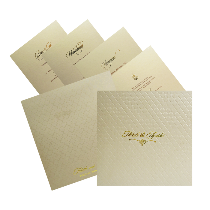 Light Brown Embossed Padded Wedding Card-King of Cards