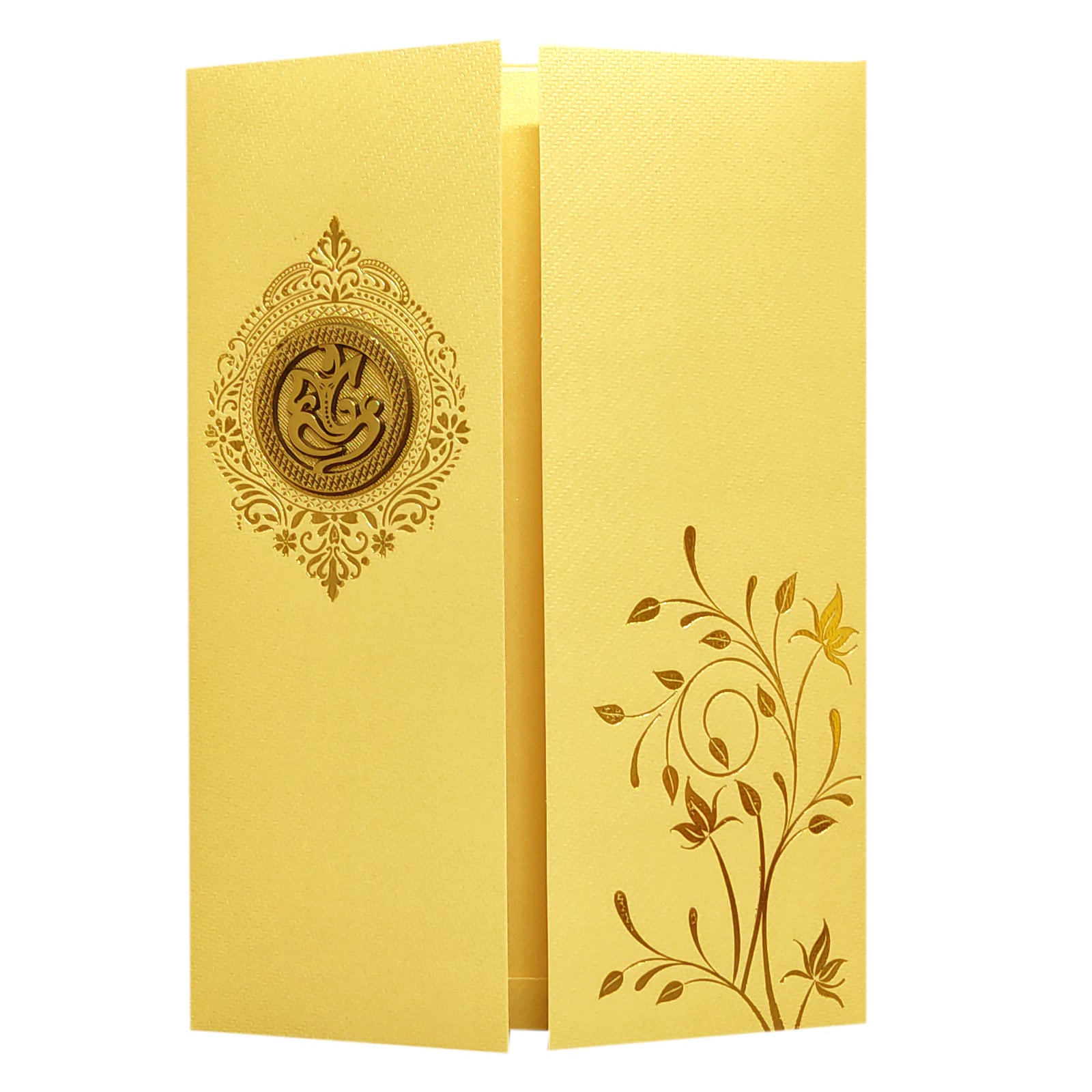 Gold Ganesha Door Invitation Card-KNKTG029