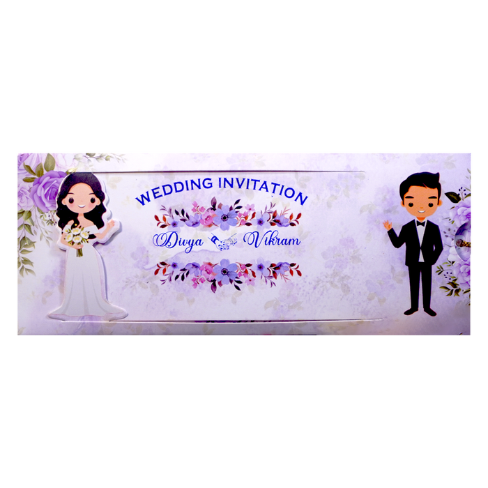 Lavender Floral Bride Groom Slide Invitation Card-King of Cards