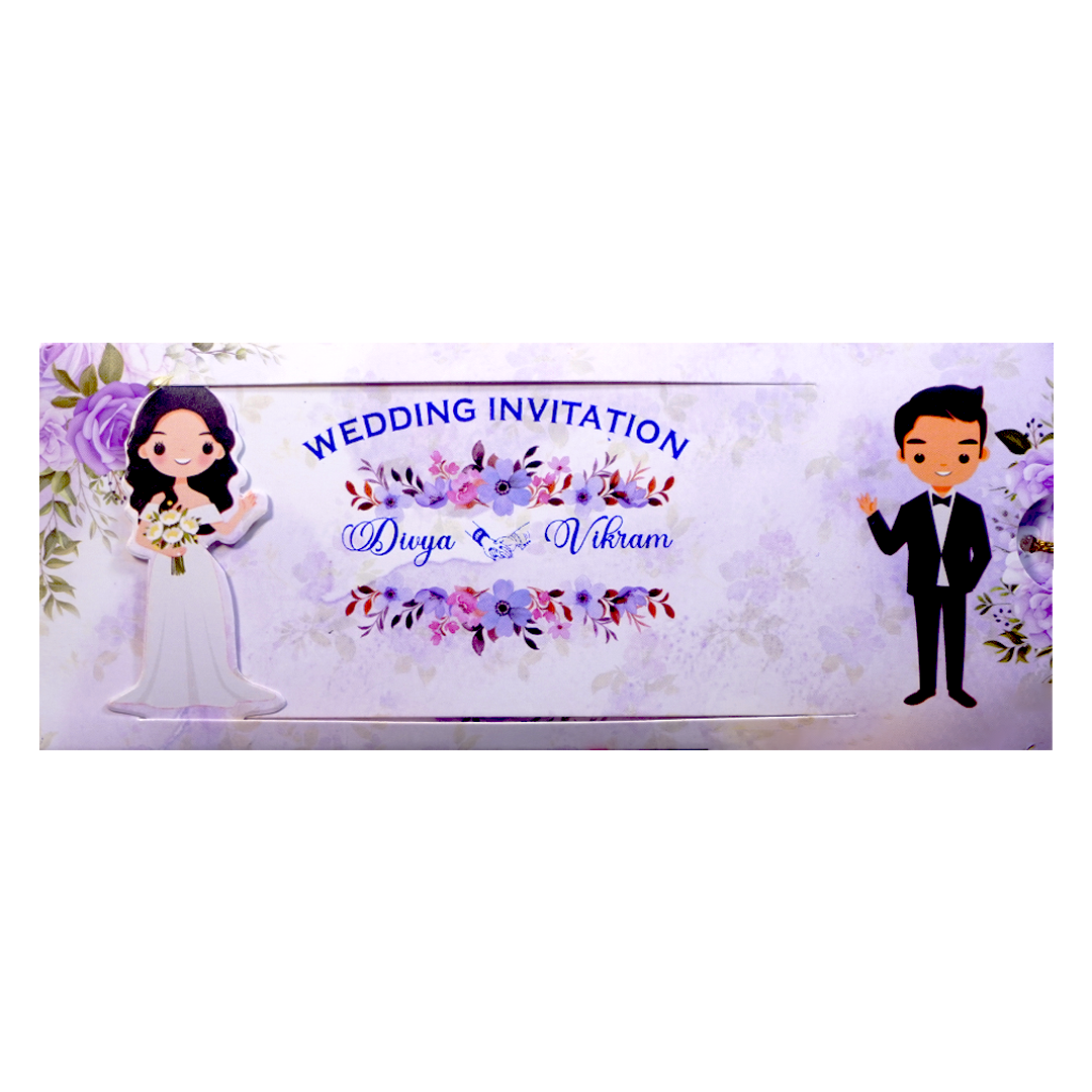 Lavender Floral Bride Groom Slide Invitation Card-KNKSP745