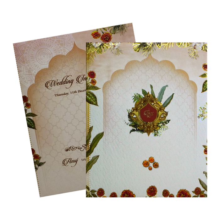 Cream Padded Wedding Card-King of Cards