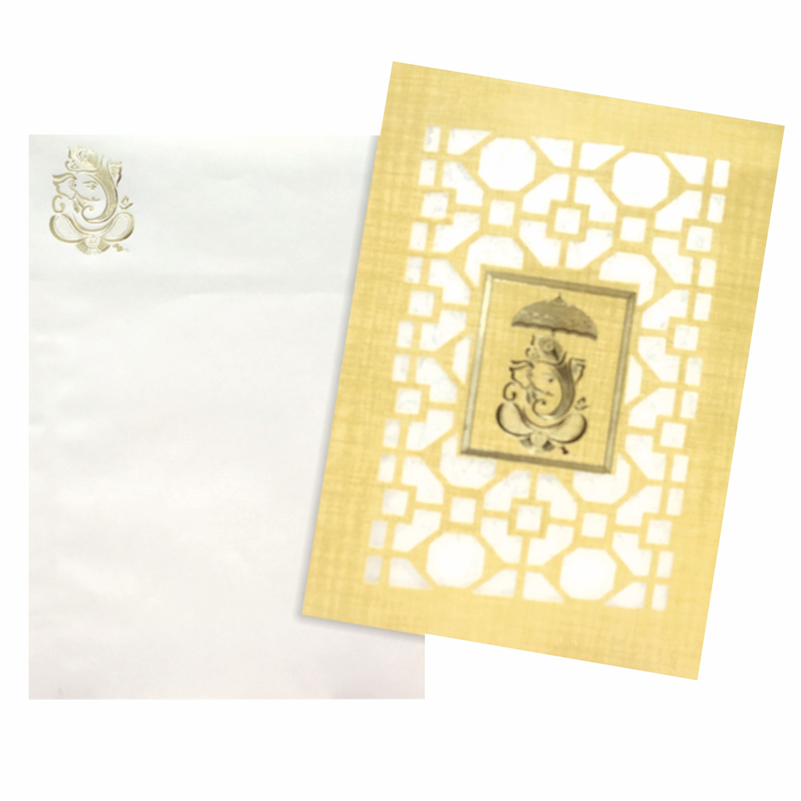 Brown Laser Cut Card With Ganesha under the Umbrella-KNCPC442